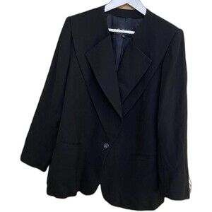 JON LAWRENCE LTD 100% Wool One Button Layered Lapel Blazer Jacket Mens 36 Black